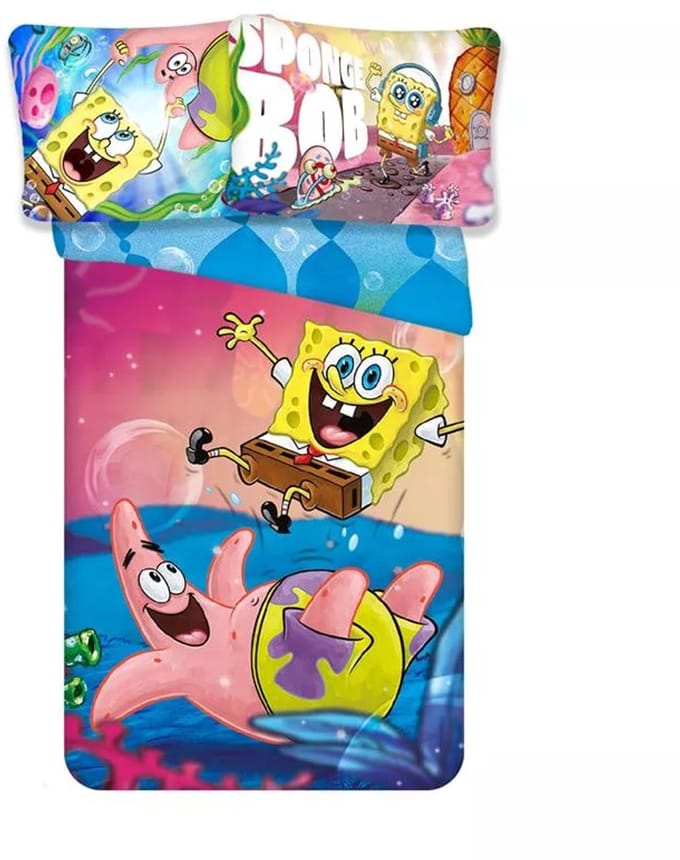 Spongebob dekbedovertrek Splash 100 x 135 cm - 40 x 60 cm - katoen