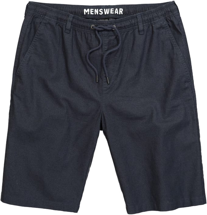 Men Plus - Heren - bermuda van linnenmix Relaxed Fit elastische tailleband - Navy blauw - Maat L