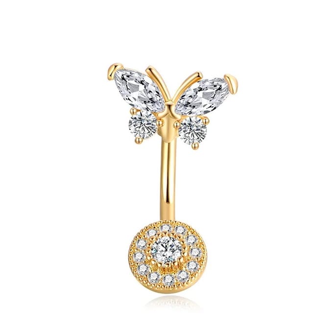 Vlinder Navelpiercing - Goudkleurige Navelpiercing - Belly Button Piercing - 1 Stuk
