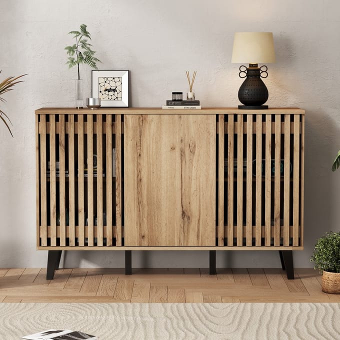 Sweiko Dressoir - 3 Deuren - 6 Opbergvakken - Houtnerf