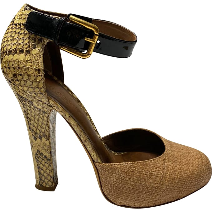 Dolce & Gabbana D'Orsay Pumps met Animalprint in Beige Leer