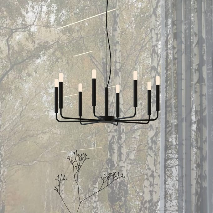 Nowodvorski Lighting Kroonluchter ORTO, zwart, metaal, Ø 73 cm, 8-lamps