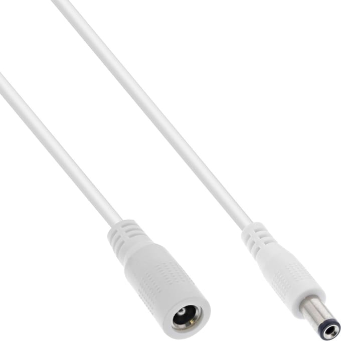 DC verlengkabel | 5,5 x 2,5mm | max. 140W | AWG18 | wit | 2 meter