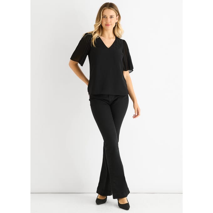 Midi-jurk van zwart velours met folie-effect