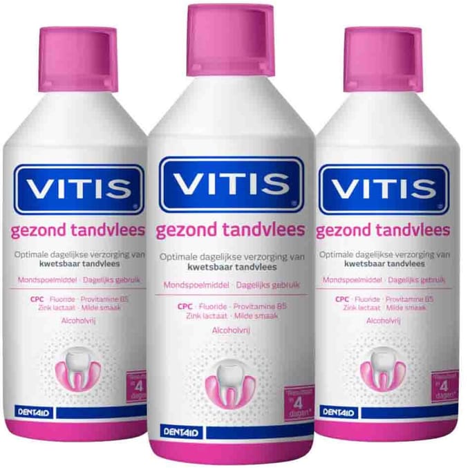 3x Vitis Gezond Tandvlees Mondwater 500 ml
