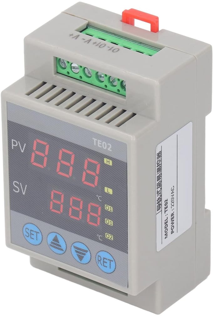 Allecto - Geleiderail Thermostaat - Digitale Warmteregeling - Compacte Micromodule Technologie - Verwarming en Koeling - Eenvoudige bediening - Ges...