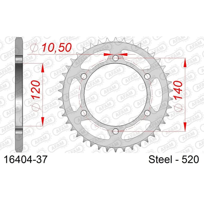 Stalen tandwiel Afam 520 37 dents