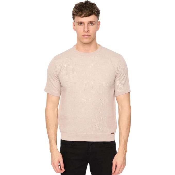 Duck and Cover Heren Marvela gebreid T-shirt (Steen)