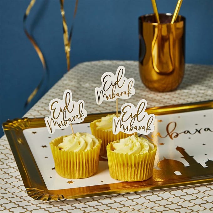 Prikkers 'Eid Mubarak’ Goud Wit - 12 stuks