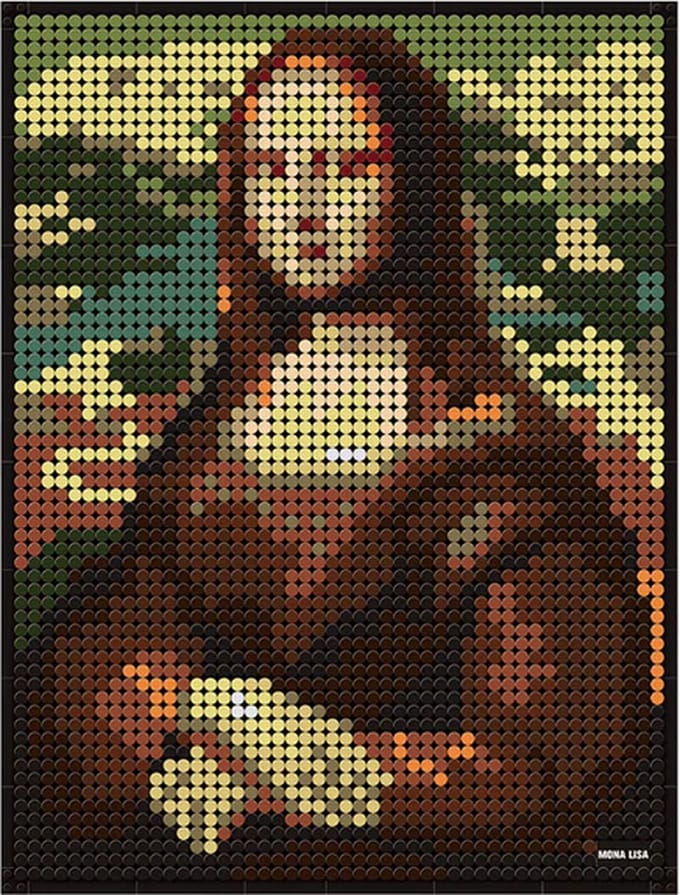 Wange Mona Lisa - Leonardo da Vinci - Kunst - Schilderij - Pixels / Pixelart / Pixelkunst - Bouwset - 3262 bouwsteentjes