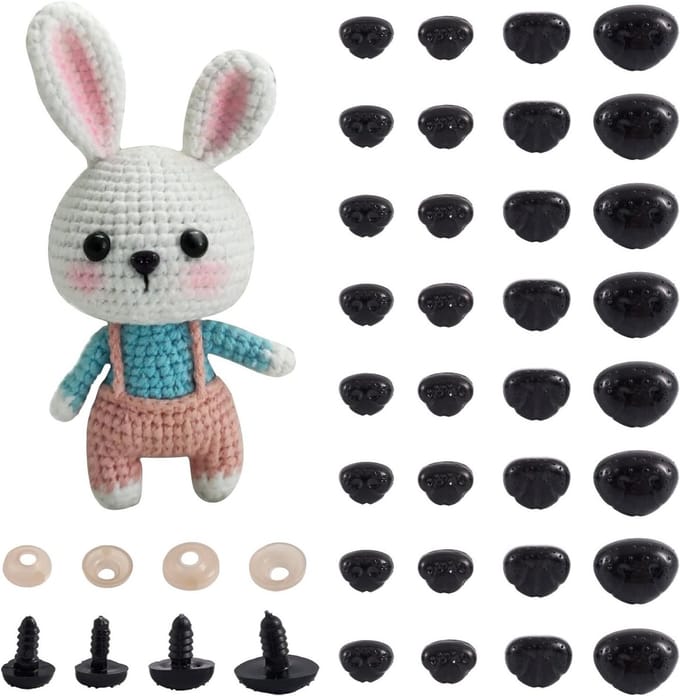100 Sets Zwarte Plastic Veiligheidsogen met Wasjes voor DIY Poppen, Knuffeldieren en Creatieve Projecten