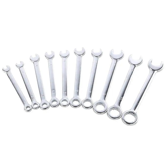 Lot de 10 mini clés plates standard métriques/impériales de 4 à 11 mm, clés à cliquet doubles en acier de 45 #, mini clés mixtes Inch red