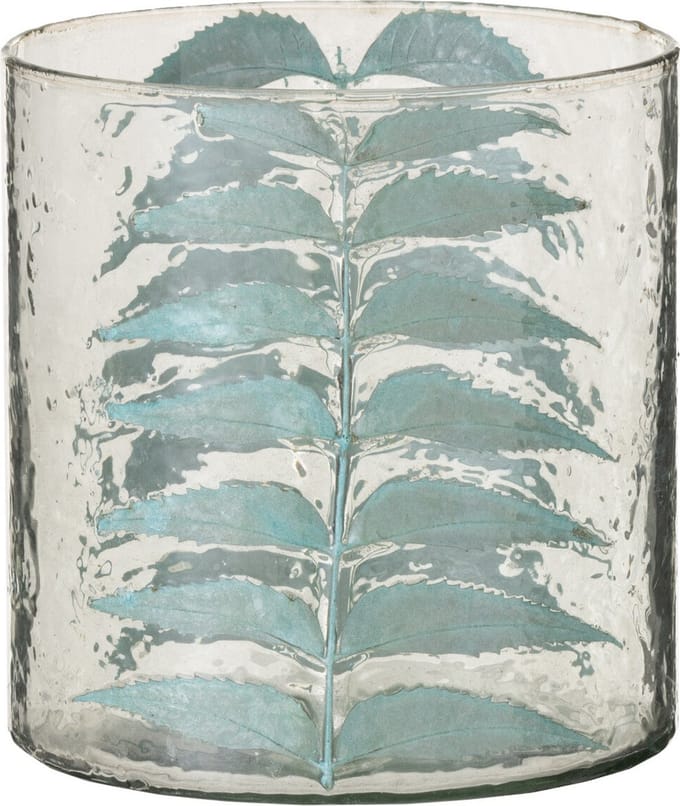 J-Line vaas Blad - glas - transparant/blauw - small - Ø 15 cm