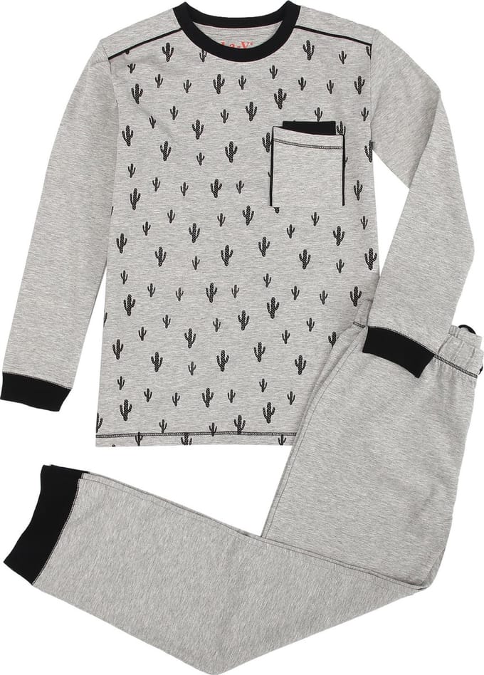 La-V pyjama sets voor jongens met all over print Grijs 122-128