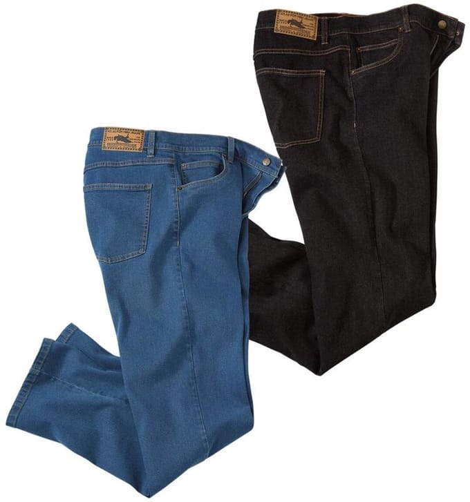 ATLAS FOR MEN - Set van 2 regular stretchspijkerbroeken - Heren - Verkrijgbaar in grote maten - W46