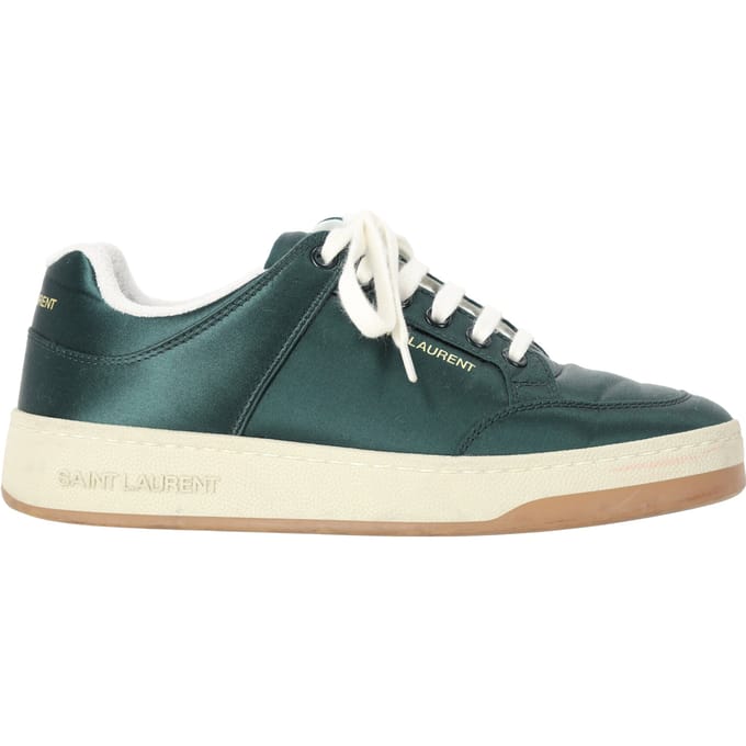 Saint Laurent SL/61 lage sneakers in groen satijn