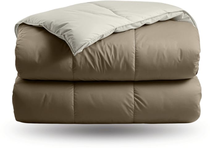 Zelesta Deluxe Duo Percale Katoen Dekbed - Taupe & Crème 160x220cm