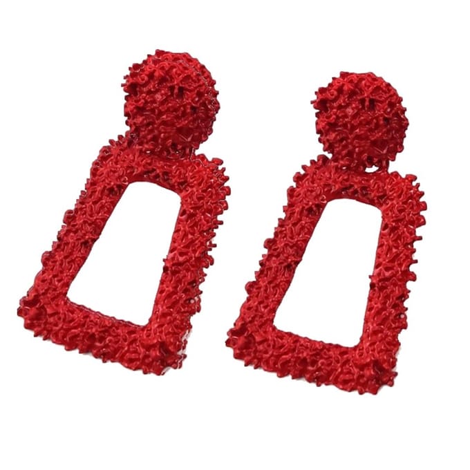 Fako Bijoux® - Oorbellen - Metal Drop-ish - Sparkle - 24x44mm - Rood