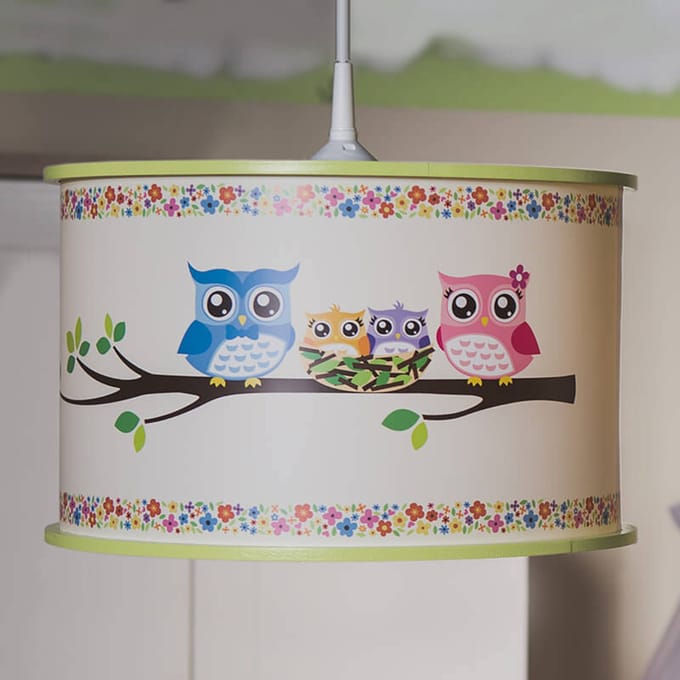 Elobra Met uilenmotief bedrukte hanglamp Uil