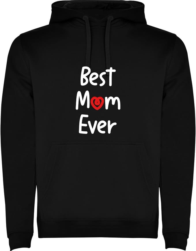 Zwarte hoodie De allerbeste Moeder / Mama - Best Mom Ever met hartje Maat M