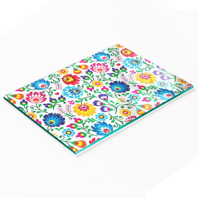 Multifunctionele decoratieve keukenplank met gehard etnisch patroon, 80x52 cm