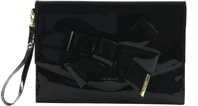 Ted Baker clutch avondtas Nikkey Knot Bow Envelope Pouch Black zwart