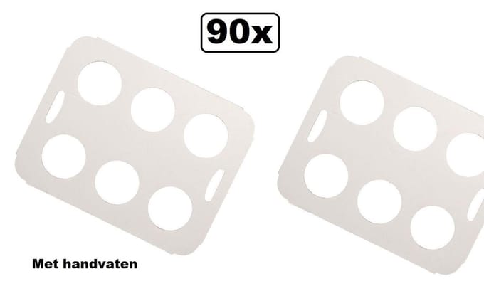 90x Drank draagtray karton 6-vaks met handvat wit