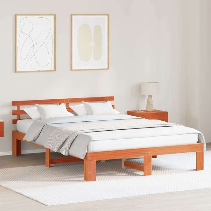 vidaXL - Bedframe - Wasbruin - 160 - x - 200 - cm - Massief - grenenhout