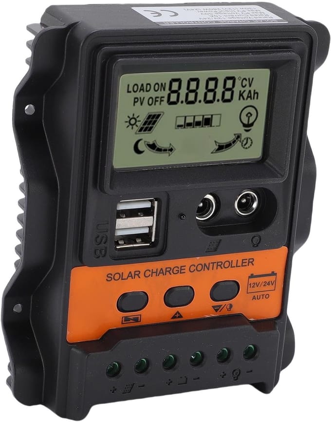 Zonne Laadregelaar - Batterij Controller - Energie Beheer - Dubbele USB Poorten - 30A - Zwart