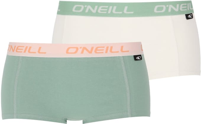 O'Neill dames boxershorts 2-pack - green marshmallow white - maat M