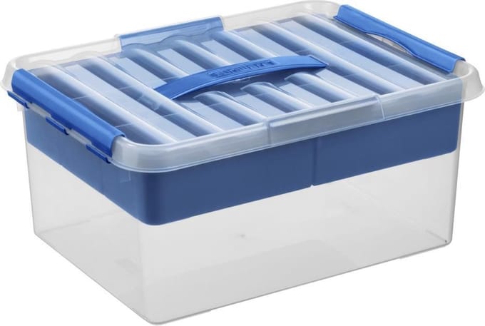 Sunware - Q-line opbergbox met inzet 15L transparant blauw