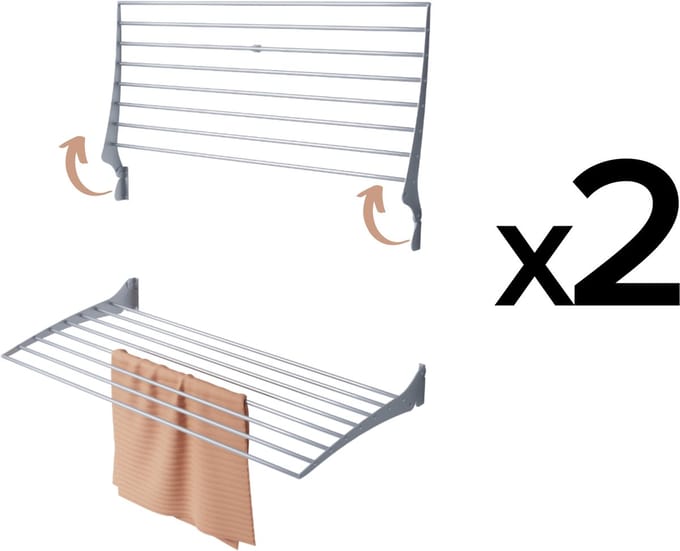 2x Foxydry Fold 100 wasdroogrek wandmontage clicksysteem - 100 x 50 x 10 cm