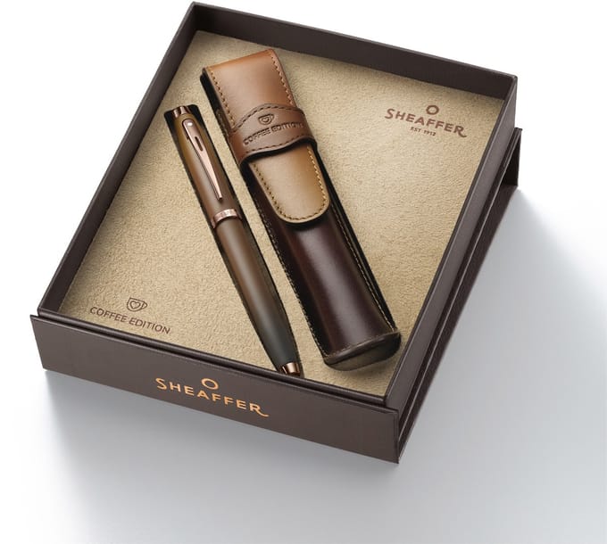 Sheaffer - Rollerbal - Giftset 100 - Coffee Edition Matt Brown - Lederen Penetui - SF-G1937451-6