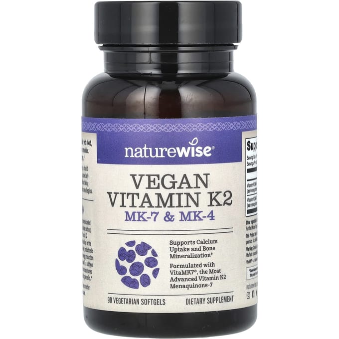 NatureWise, Vegan Vitamine K2, MK-7 & MK-4, 90 Plantaardige Softgels