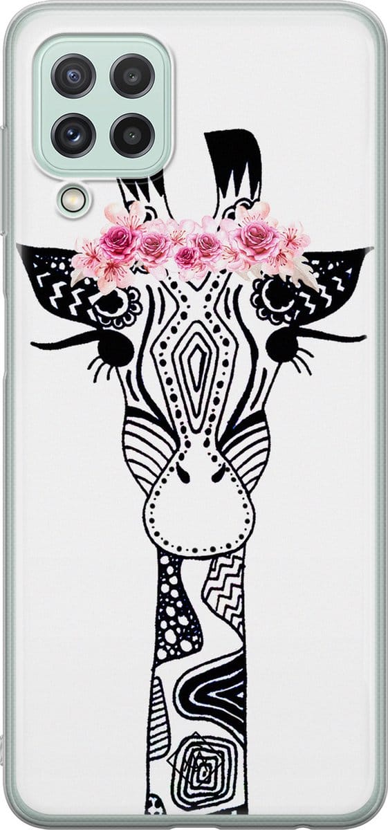 Casimoda® hoesje - Geschikt voor Samsung A22 4G - Giraffe - Backcover - Siliconen/TPU - Wit
