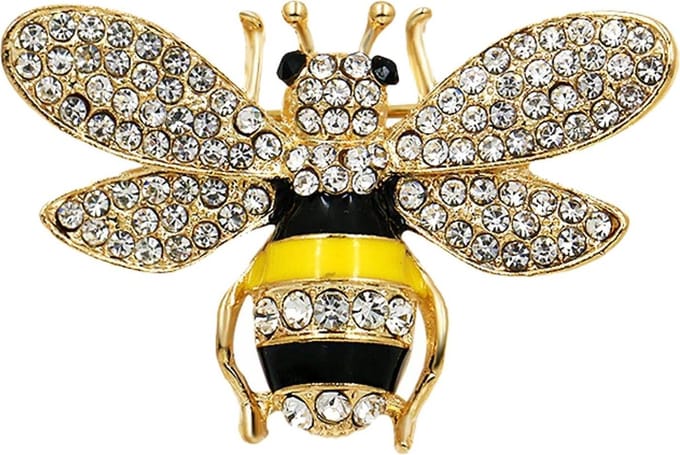 Fako Bijoux® - Broche - Bij - Bee - Kristal - 37x25mm - Geel/Zwart