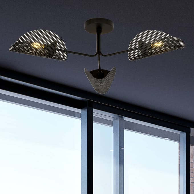 Euluna Plafondlamp Gomez, zwart, 3-lamps