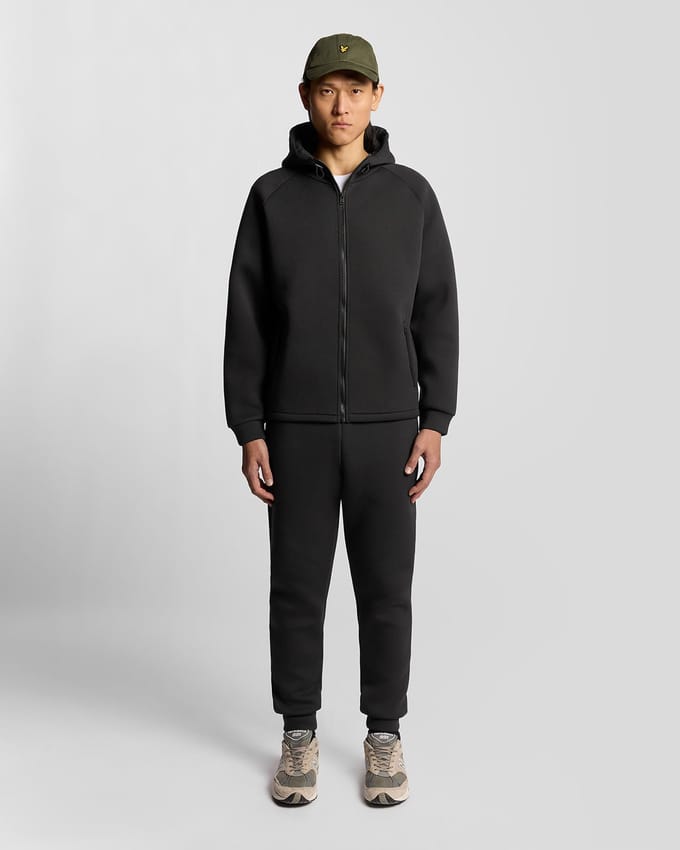 Lyle & Scott neopreen hoodie met volledige ritssluiting - zwart