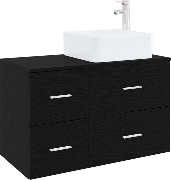 vidaXL - Badkamermeubel - Set - 2 - st - Zwart - eiken - 49,5 - x - 41 - x - 80 - cm