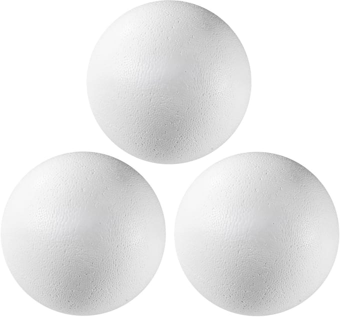 Piepschuim bol/bal - 3x - wit - D15 cm - styropor - hobby figuren - DIY - knutselen - basis materiaal
