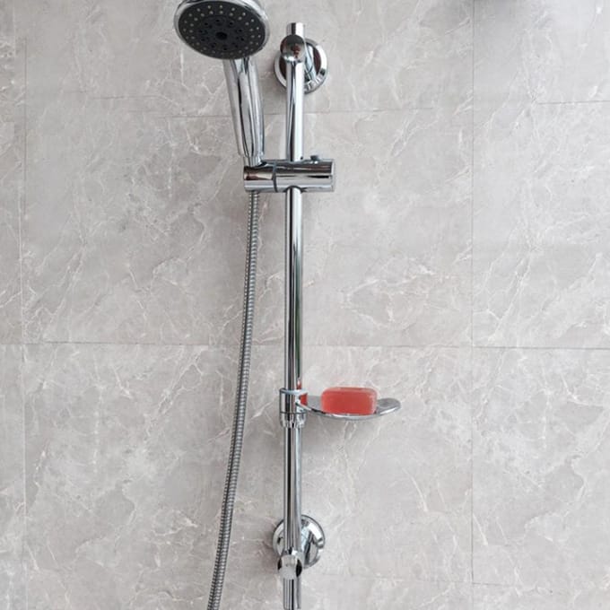 RVS Lift Type Douche Schuifstanghouder met Stang Zeepschaal Zuignap Installatie white