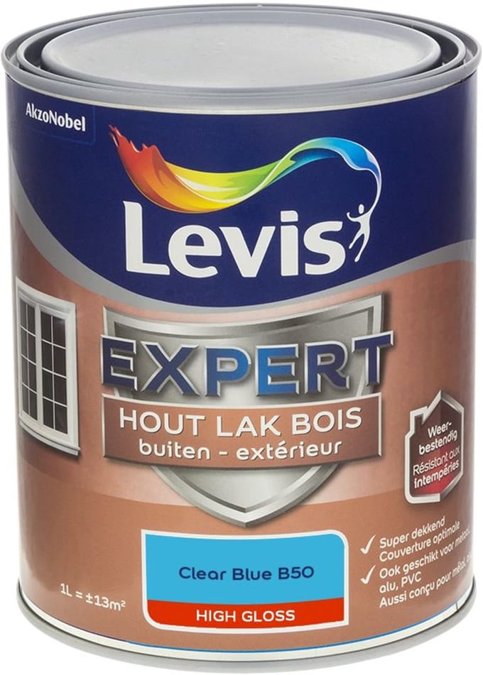 Levis - Expert Hout Lak Buiten High Gloss Mix - Clear Blue B50 - Mengverf - 1 L