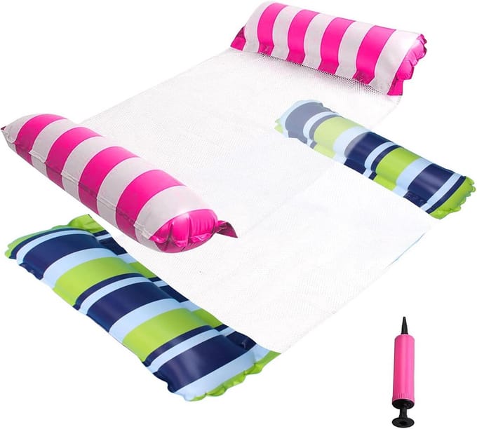 Opblaasbare Hangmat 4-in-1 voor Zwembad - 2 Stuks met Handpomp