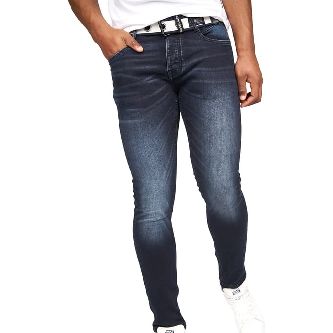 Crosshatch Heren Barbeck Slim Jeans (Blauw Zwart)