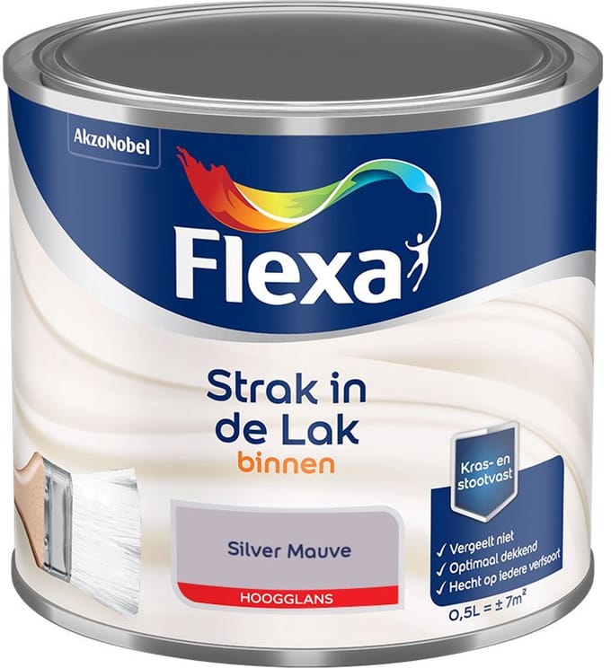 Flexa - Strak In De Lak Binnenlak Hoogglans - Silver Mauve - Mengverf - 500 Ml