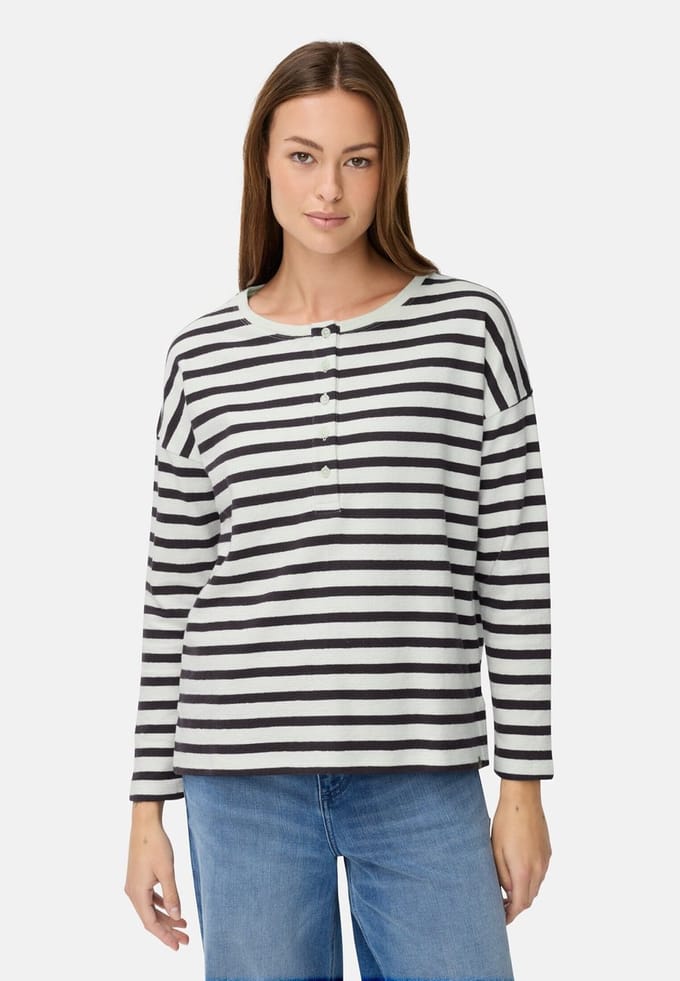 camel active Longsleeve shirt en knoopsluiting - Maat womenswear-M - Blauw gestreept