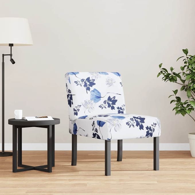 vidaXL - Stoel - gebloemd - stof - blauw
