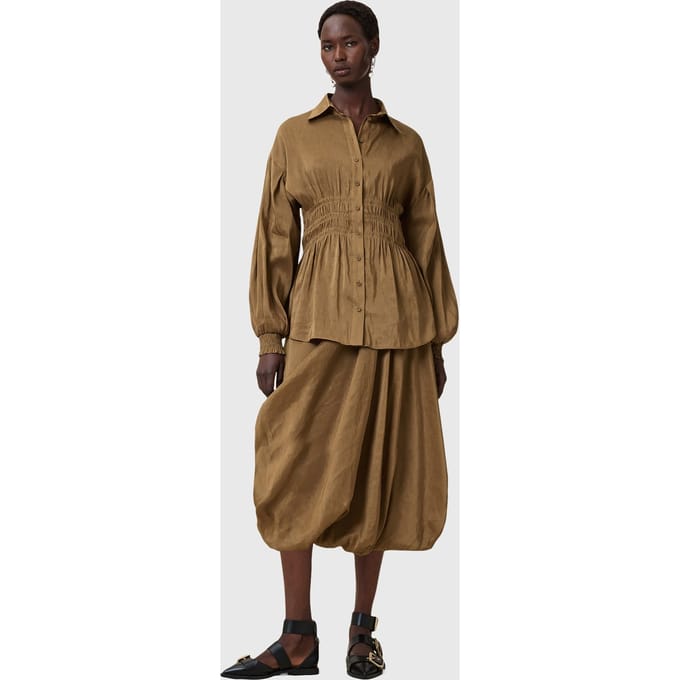 AllSaints Staci Shirt Breen Brown Größe: 12 | Longsleeves Outlet | Damen | Braun