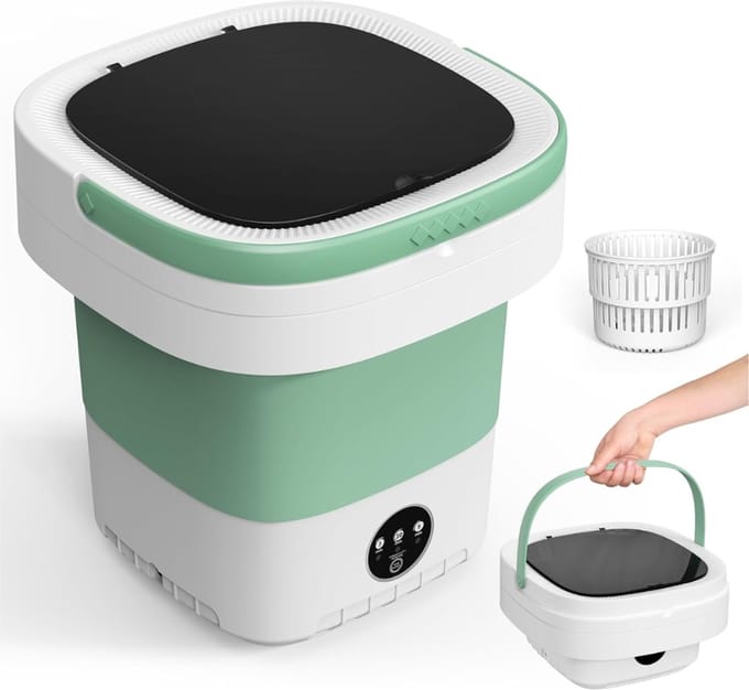 QORA® Mini Wasmachine - Wasmachine - Groen - ‎33cm x 24cm x 24cm