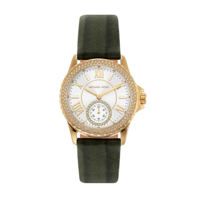 Michael Kors Mini Everest Driewijzer Amazon Suede Krokodillenleer Horloge MK4720 zwart